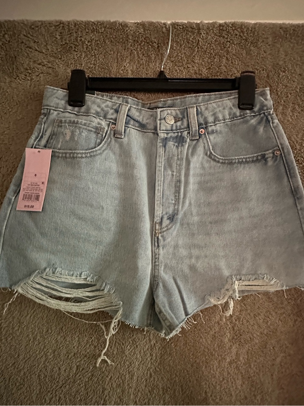 wild fable Light Wash Distressed High-Rise Denim Shorts